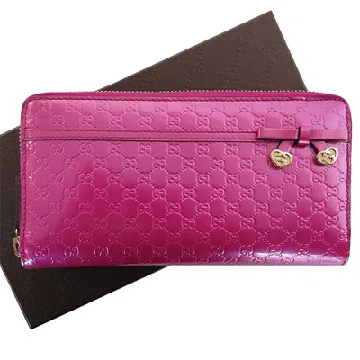 Pre-owned Gucci Pink Patent Leather Long Wallet (bi-fold) ()