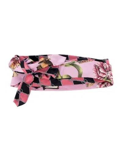 Pre-owned Gucci Pink Pattern Print Headband With Bow Accent