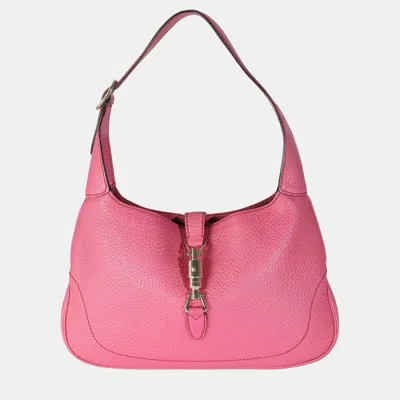 Pre-owned Gucci Pink Pebbled Leather Medium 1961 Jackie Hobo Bag