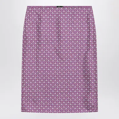 Gucci Pink Pencil Mini Skirt With Horsebit Print In Purple