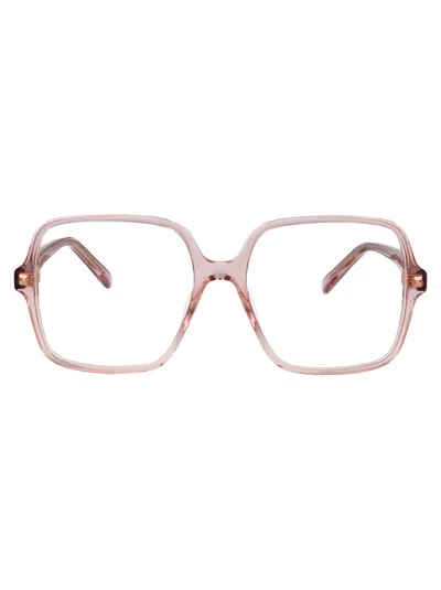 Gucci Pink-pink-transparent Recycled Acetate Glasses In Gold
