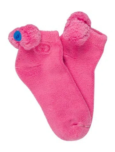 Pre-owned Gucci Pink Pom-pom Socks