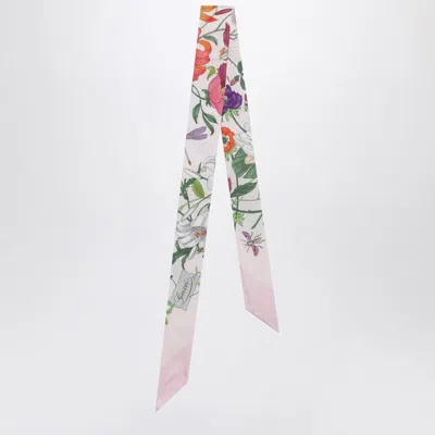Gucci Pink Printed Slim Silk Scarf In Pattern