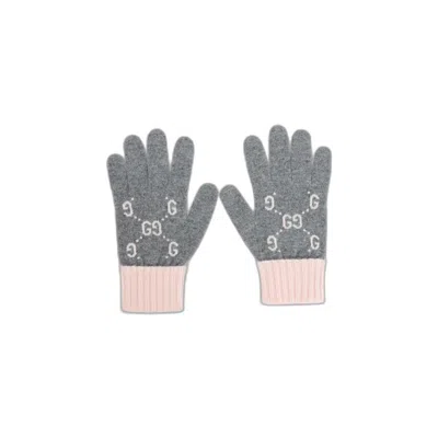 Gucci Pink Purple Cashmere Gloves In Gray