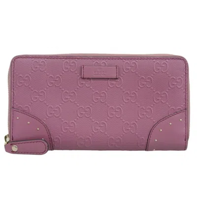 Pre-owned Gucci Pink Purple Leather Long Wallet (bi-fold) () In Multi