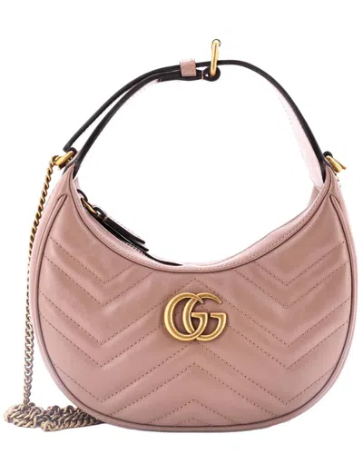 Gucci Pink Quilted Calfskin Marmont Half Moon Hobo (authentic Pre-loved)