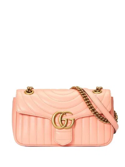 Gucci Pink Quilted Leather Shoulder Handbag For Women In Gray