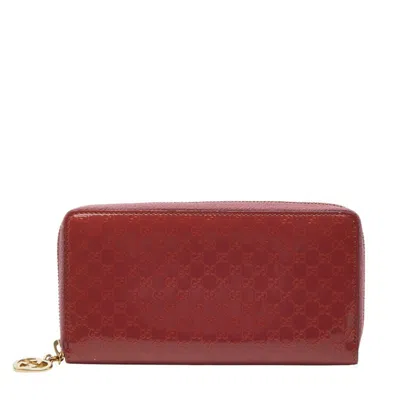 Pre-owned Gucci Pink Red Color Leather Long Wallet (bi-fold) () In Multi