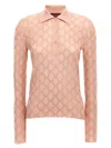 Gucci Rhinestone Logo Polo Shirt In Pink