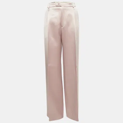 Pre-owned Gucci Pink Satin Straight Leg Trousers L