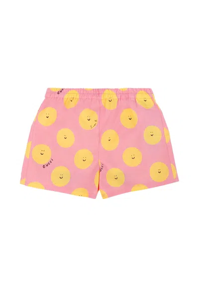 Gucci Kids' Pink Shorts For Baby Girl With Sun