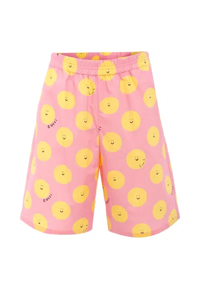 Gucci Kids' Pink Shorts For Girl With Sun In Black