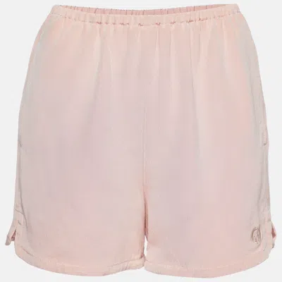 Pre-owned Gucci Pink Silk Blend Gg Embroidered Shorts S