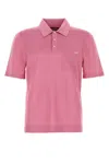 Gucci Pink Polo Shirt With Chest Pocket And Embroidered Logo On The Front In Fine Silk Knit Man In Pink