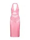 Gucci Halter Neck Midi Dress With Belt Detail In Pink
