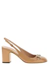 Gucci Leather Block Heel Sandals With Gold-tone Hardware In Multi