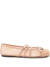 Gucci Strappy Ballerina Shoes Square Toe In Neutral