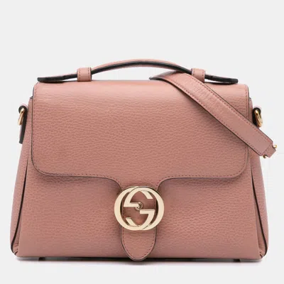 Pre-owned Gucci Pink Small Dollar Leather Interlocking G Satchel