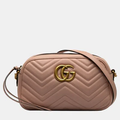 Pre-owned Gucci Pink Small Gg Marmont Matelasse Crossbody