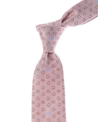 Gucci Pink Stirrup Jacquard Silk Tie