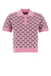 Gucci Wool Jacquard Polo Top With Gg Shadow In Pink