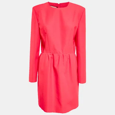 Pre-owned Gucci Pink Textured Crepe Mini Dress L