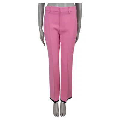 Pre-owned Gucci Pink Viscose 2019 Grosgrain Trim Crepe Suit Pants 42 M