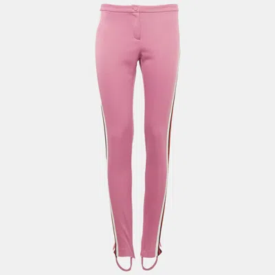 Pre-owned Gucci Pink Web Trim Jersey Stirrup Pants M