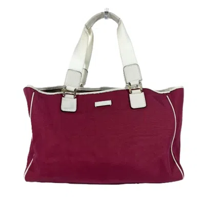 Pre-owned Gucci Pink White Leather Jacquard Shoulder Bag Tote Bag ()