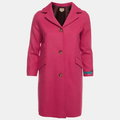 Pre-owned Gucci Pink Wool Blend Button Front Coat 10 Yrs