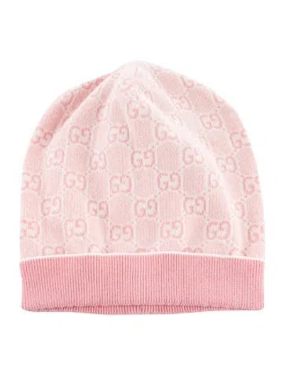 Pre-owned Gucci Pink Wool  Beanie With Pattern Print Throughout W/tags