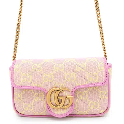 Pre-owned Gucci Pink Yellow Canvas Shoulder Bag ()