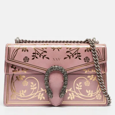 Pre-owned Gucci Pink/gold Leather Small Garden Dionysus Shoulder Bag