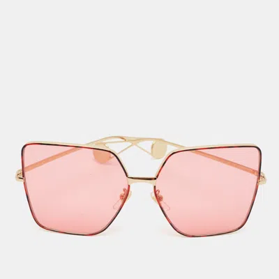 Pre-owned Gucci Pink/gold Tone Gg0436s Oversized Sunglasses