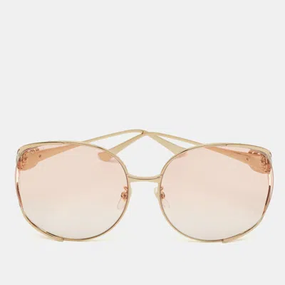 Pre-owned Gucci Pink/gold Tone Gradient Interlocking G Oversized Sunglasses