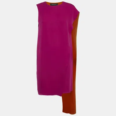 Pre-owned Gucci Pink/orange Silk Scarf Detail Mini Dress M