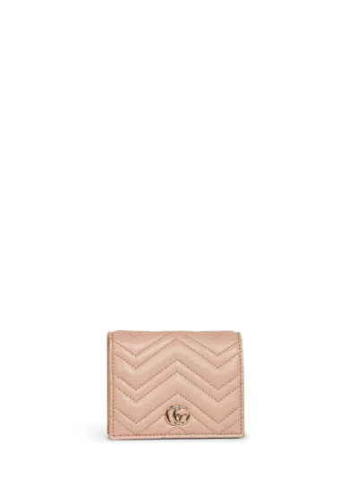Gucci Pinky Beige Gg Marmont Card Case Wallet