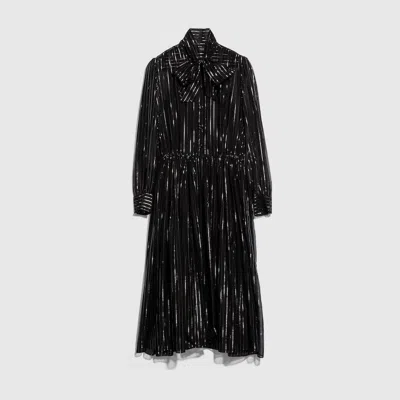 Gucci Pinstripe Silk Organza Chemisier Dress In Black