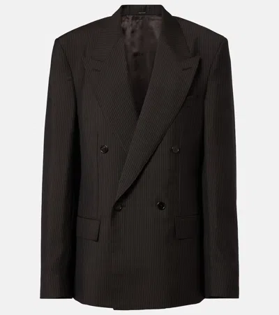 Gucci Pinstripe Wool And Mohair Blazer In Black