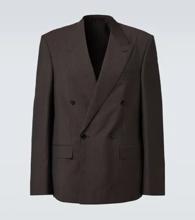 Gucci Pinstripe Wool And Mohair Blazer In Brown