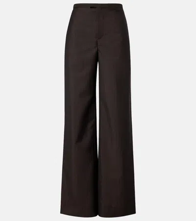 Gucci Pinstripe Wool And Mohair Wide-leg Pants In Brown