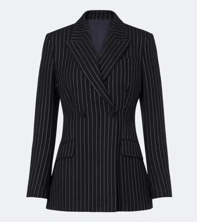 Gucci Pinstripe Wool And Silk Blazer In Blue