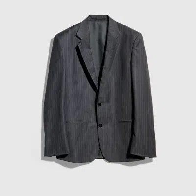Gucci Pinstripe Wool Jacket In Gray