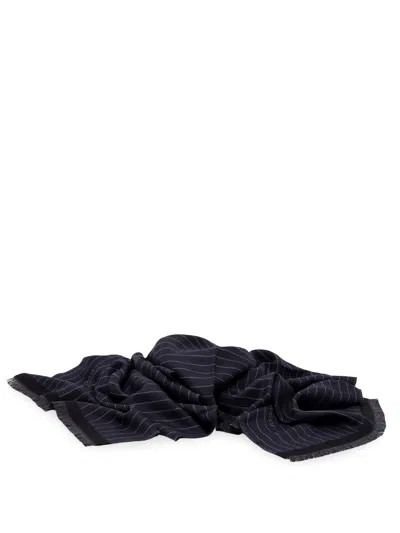 Gucci Pinstripe Wool Silk Scarf In Black