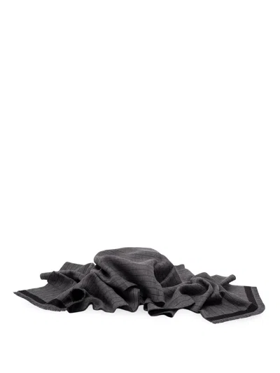 Gucci Pinstripe Wool Silk Scarf In Gray