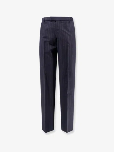 Gucci Pinstripe Wool Trousers In Blue