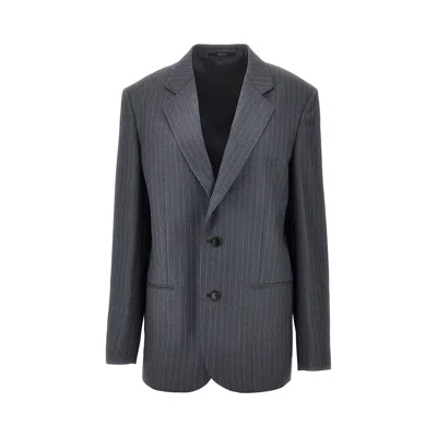 Gucci Pinstriped Wool Oversized Jacket In Gray