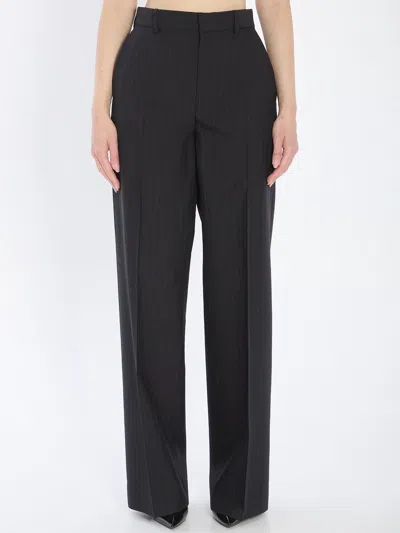 Gucci Pinstriped Wool Trousers In Black