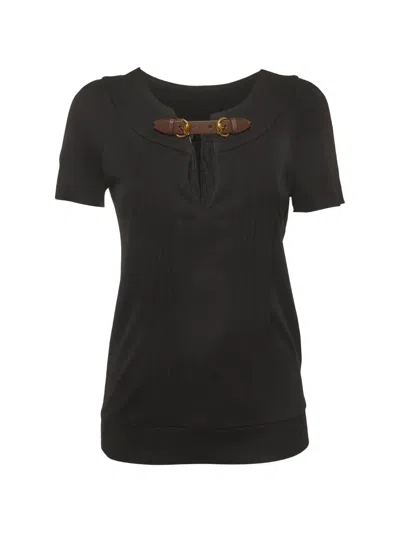 Pre-owned Gucci Pin-tucked Blouse In Black