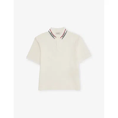 Gucci Kids' Pique Stretch-cotton Polo Shirt 4-12 Years New White/mix In Neutral